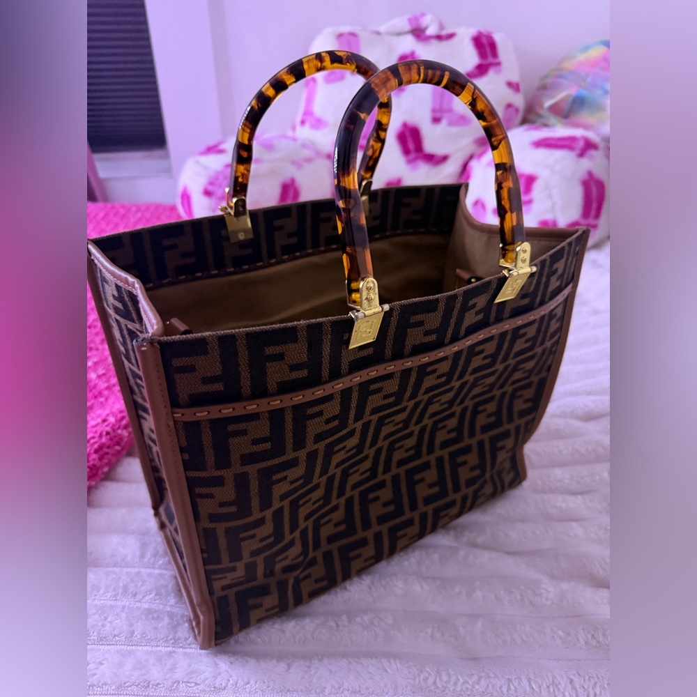 Fendi Brown and Tan Tote with Logo - Picture 5 of 7